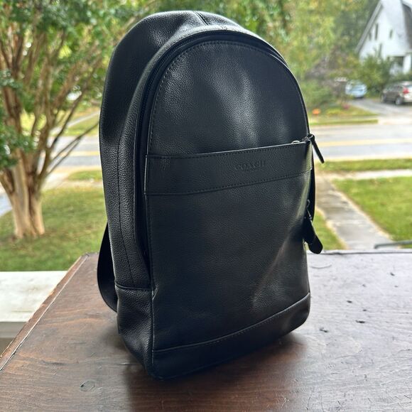 Coach Charles Sling Pack — Style No. F54770 in classic Black pebbled leather